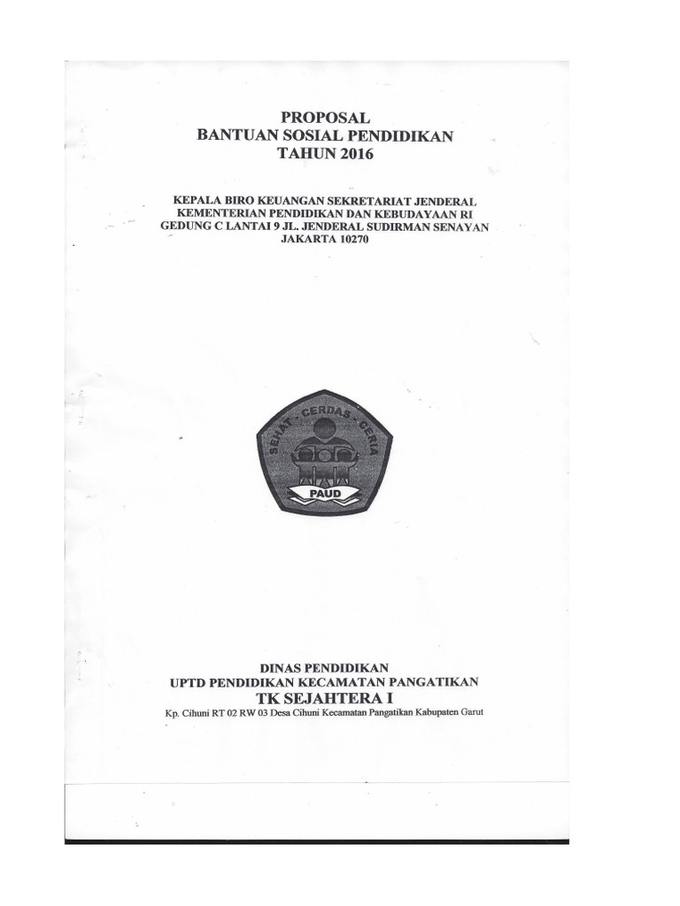 Contoh Proposal Bansos | PDF | Pengelolaan Keuangan & Uang