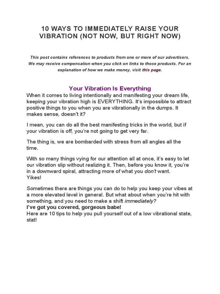 10 Instant Tips to Raise Your Vibration | PDF | Water
