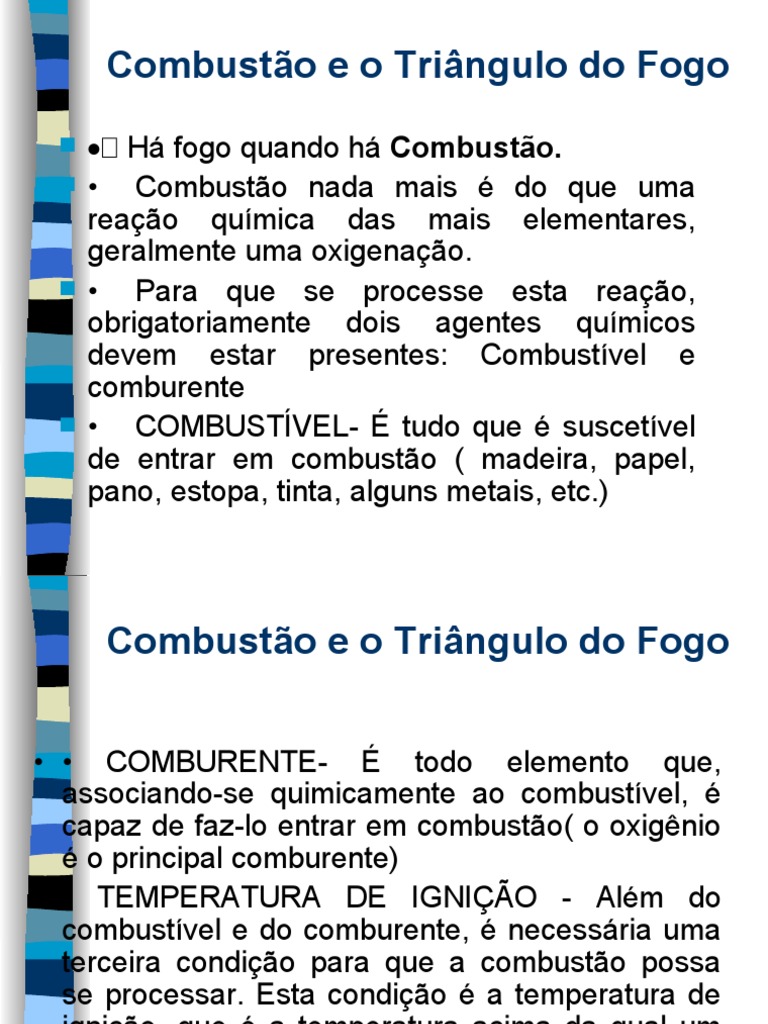 Os três elementos essenciais da combustão: combustível, comburente e ...