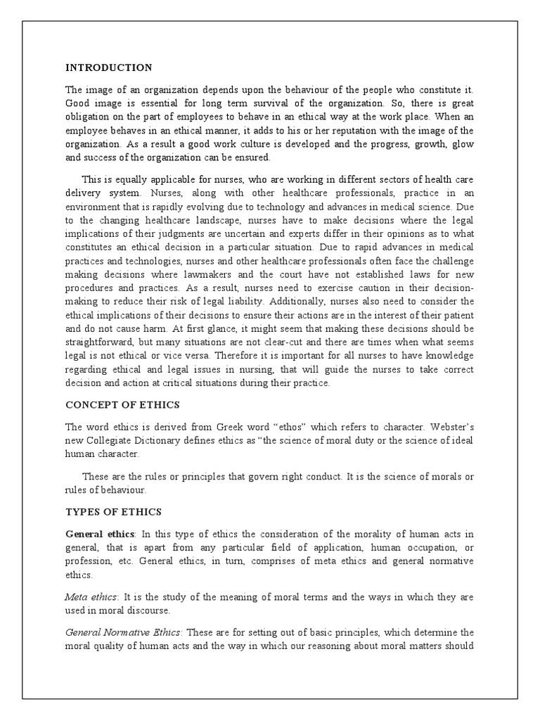 Legal and Ethical Issues in Nursing | PDF | Nursing | Utilitarianism