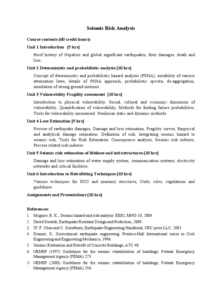 Seismic Risk Analysis Course Overview | PDF | Science & Mathematics