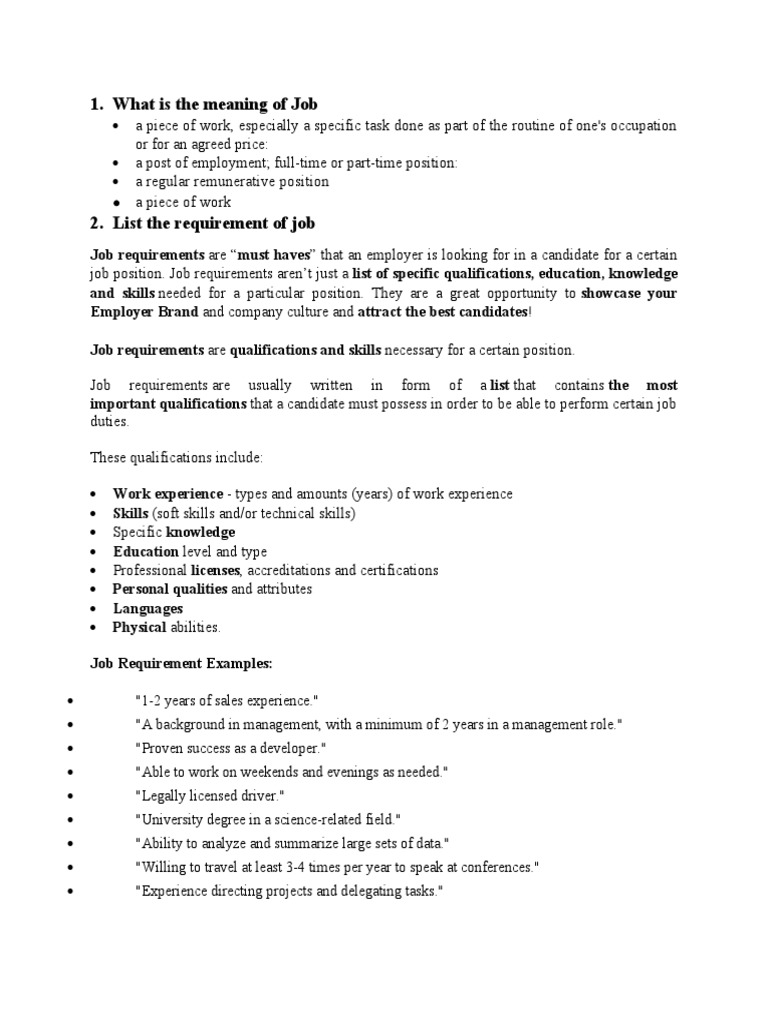 What Is The Meaning of Job PDF Specification (Technical Standard