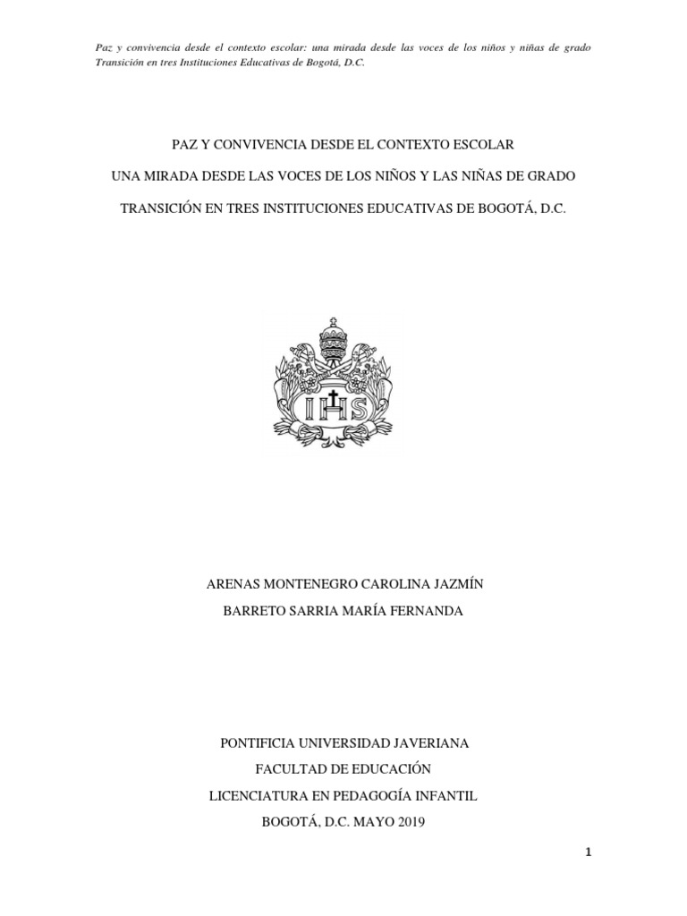 Paz y Convivencia Desde El Contexto Escolar | PDF | Educación de la ...