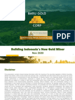 Nov 2020 Building Indonesia's New Gold Miner: Baru:Tsx Baruf:Us