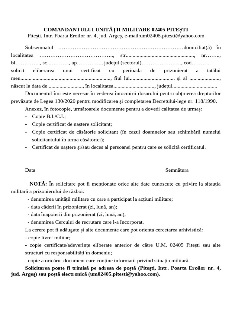 Formular Legea 130 | PDF