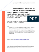 Racana, Maria Fernanda, Rodriguez Gon (..) (2015) - Reflexiones Sobre Un Proyecto de Investigacion Accion Participativa (IAP) Cuidar A Qui (..)