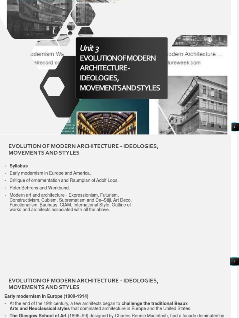 Unit 3 - Evolution of Modern Architecture | PDF | Design | Style