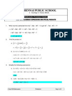 Chennai Public School: Chapter-5 Algebraic Expressions and Special Products