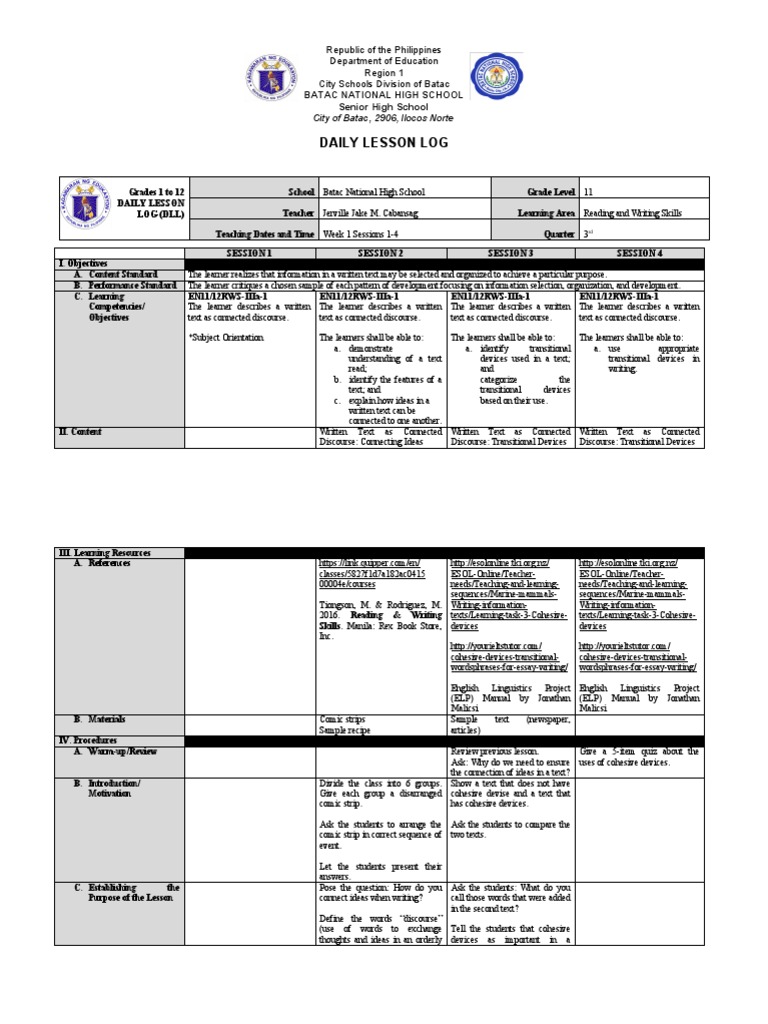 DLL in Reading and Writing | PDF | Learning | Literacy