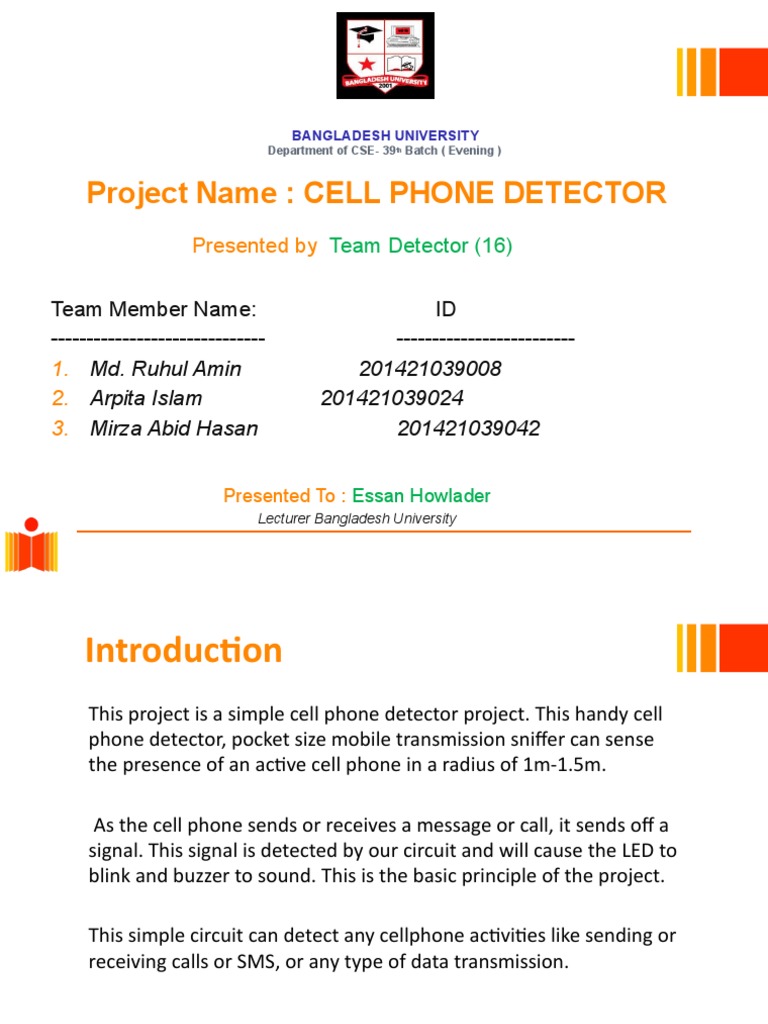 A Powerpoint Project Presentation Of Cel Pdf Detector Radio