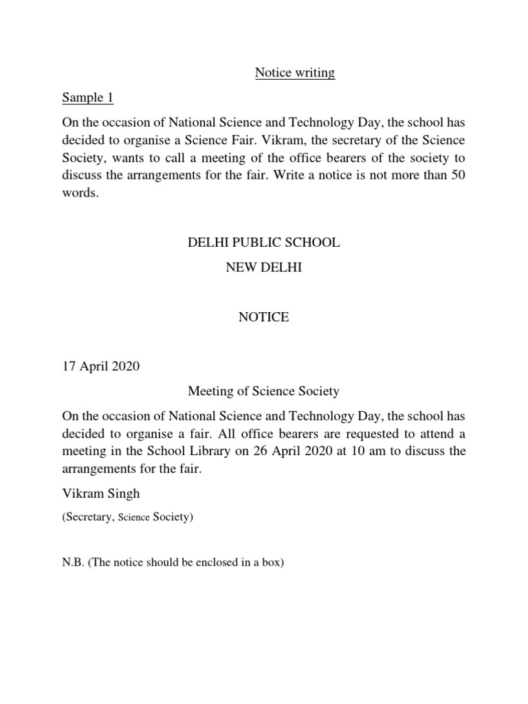 Science Exhibition Meeting Notice | PDF | Wellness