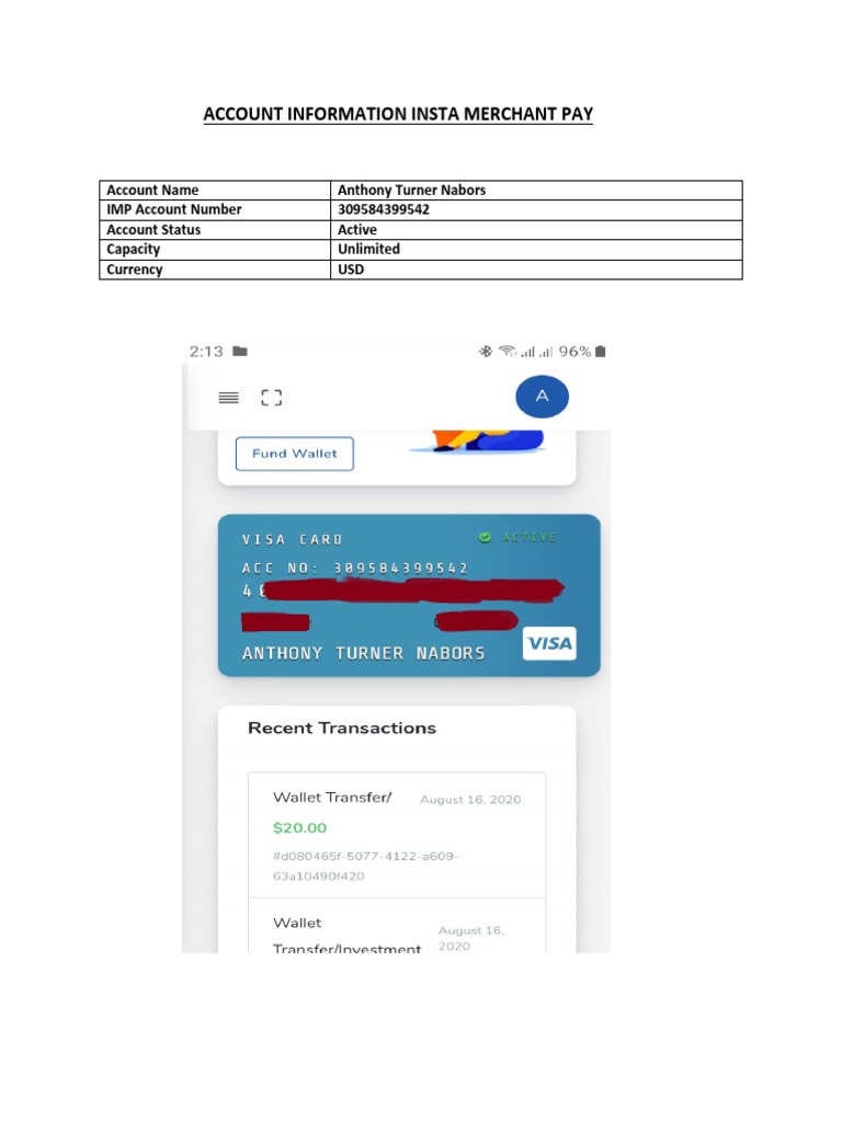 Insta Merchant Pay Account Details | PDF