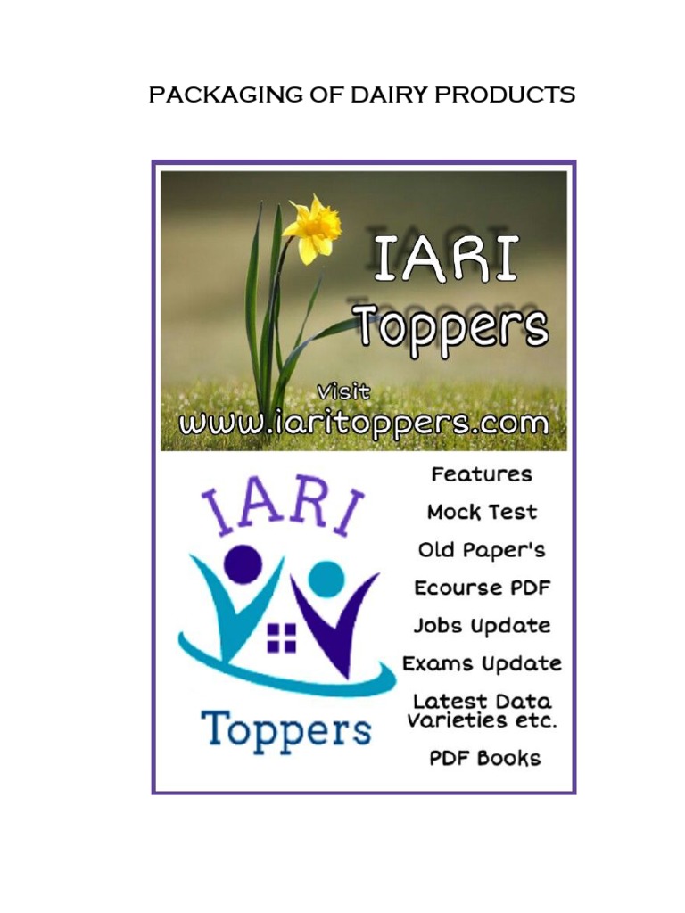 Packaging of Dairy Products PDF Packaging And Labeling Paper