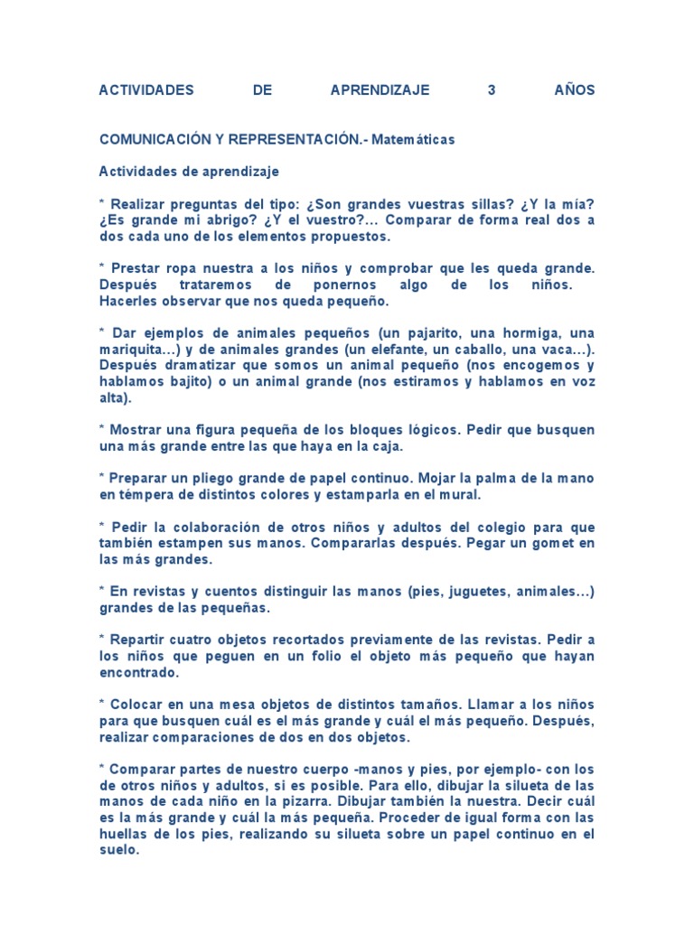 Actividades de Aprendizaje para Niños de 3 Años | PDF | Papel | Color
