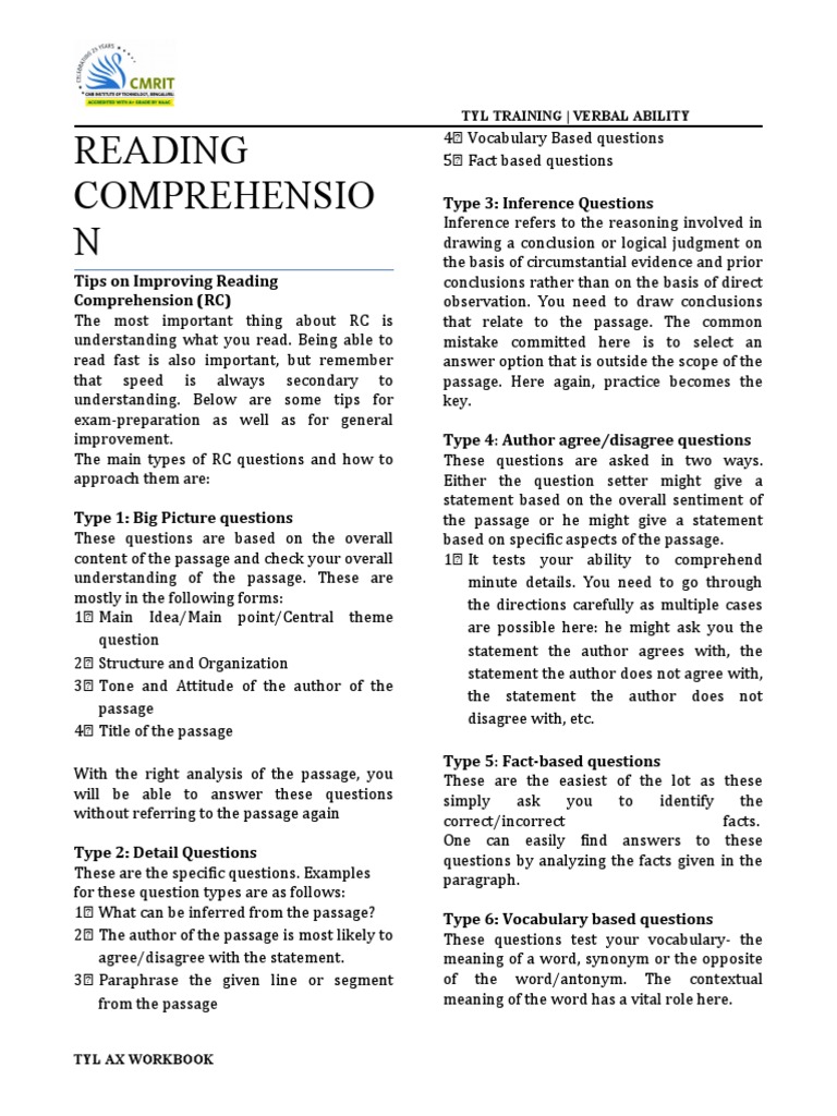 A3-Verbal - Chapter 1 - Reading Comprehension | PDF | Reading ...