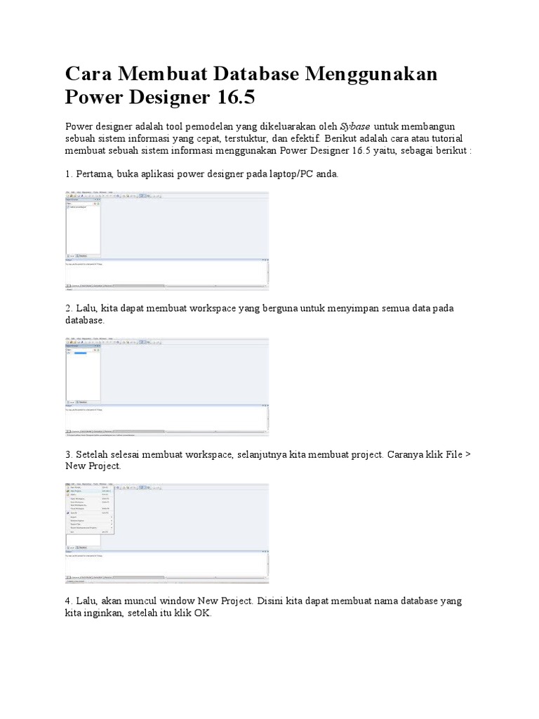 Cara Membuat Database Menggunakan Power Designer | PDF | Bisnis | Komputer