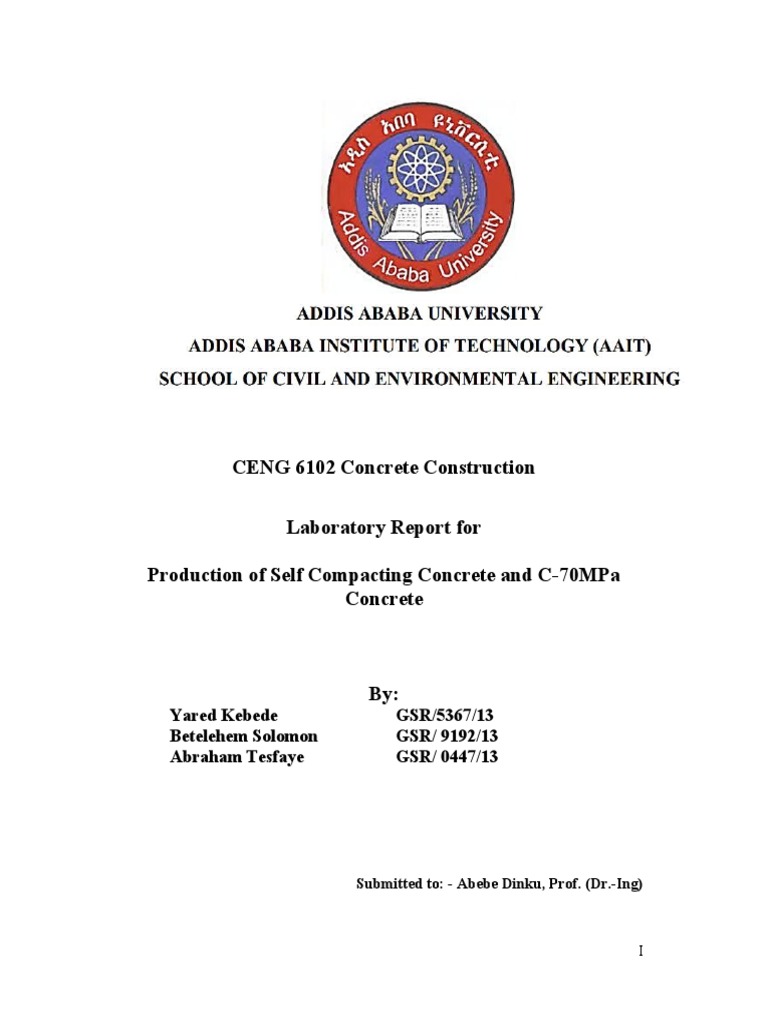 Ceng 6102 Concrete Construction Laboratory Report For Production Of