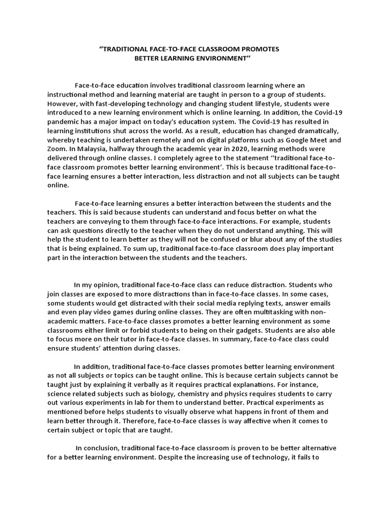 The Benefits of Traditional Face-to-Face Learning: Better Interaction ...