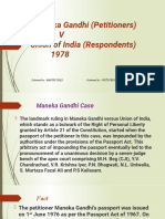 Maneka Gandhi (Petitioners) V Union of India (Respondents) 1978