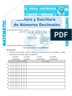 Lectura y Escritura de Numeros Decimales Para Cuarto de Primaria