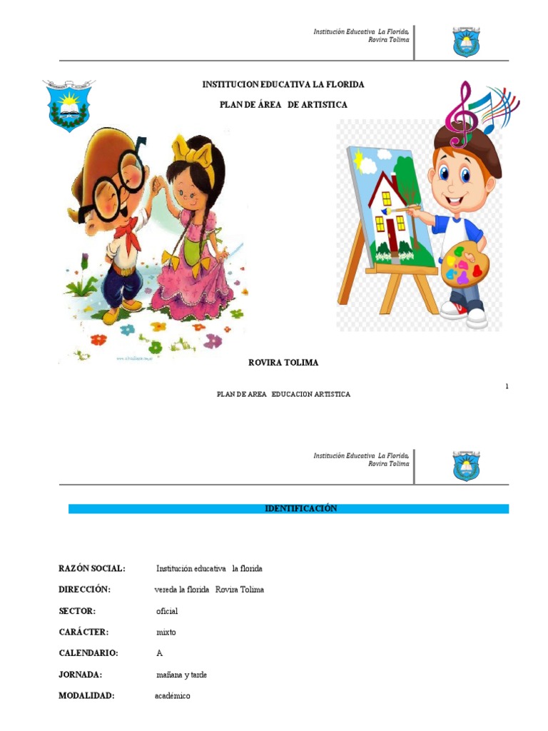 Plan de Área de Educación Artística | PDF | Educación en artes visuales ...