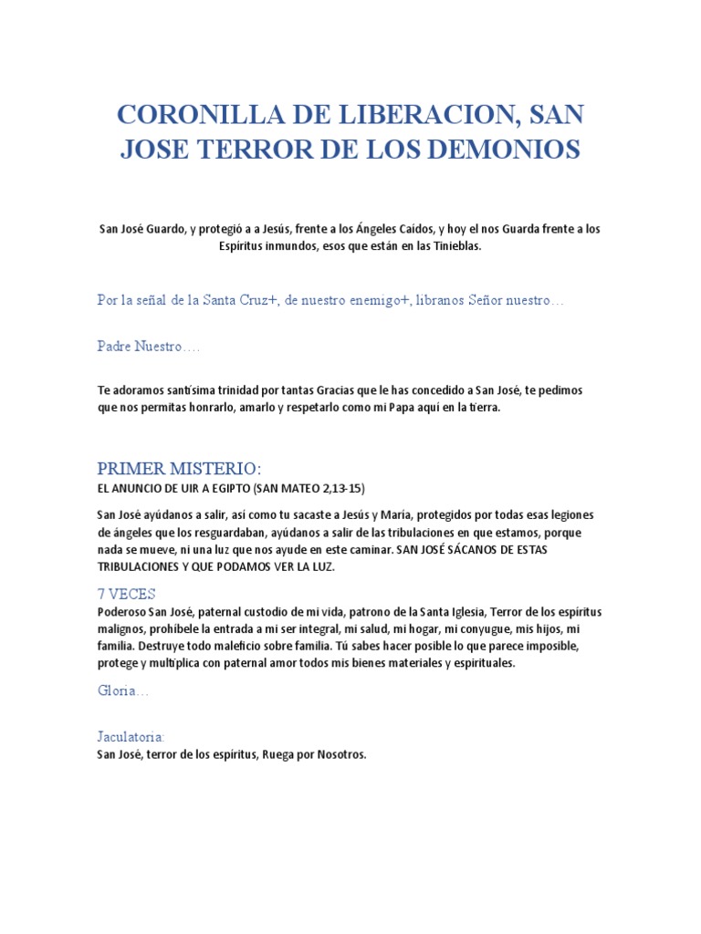 Coronilla de Liberación a San José | PDF | Comportamiento religioso y ...