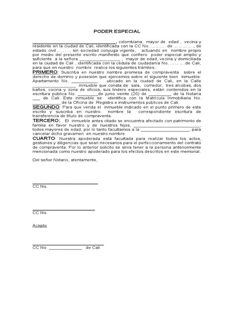 Modelo de Poder Venta Inmueble en Propiedad Horizontal | PDF