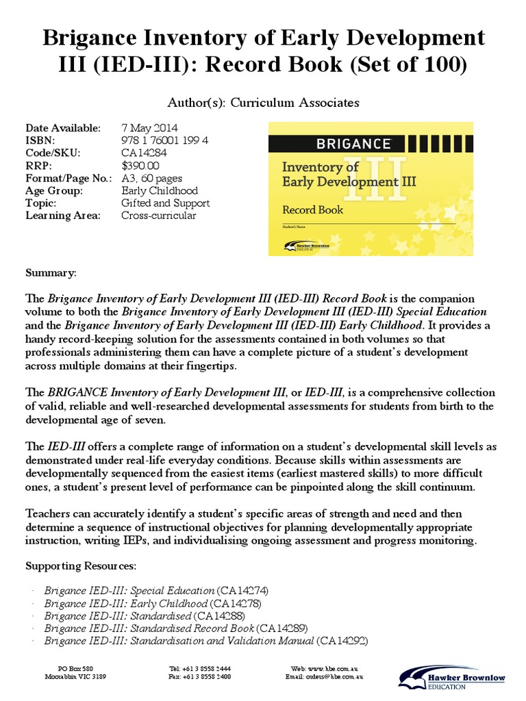 Comprehensive Record-Keeping Solution for the Brigance Inventory of ...