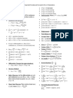 Calculus Formula Sheet