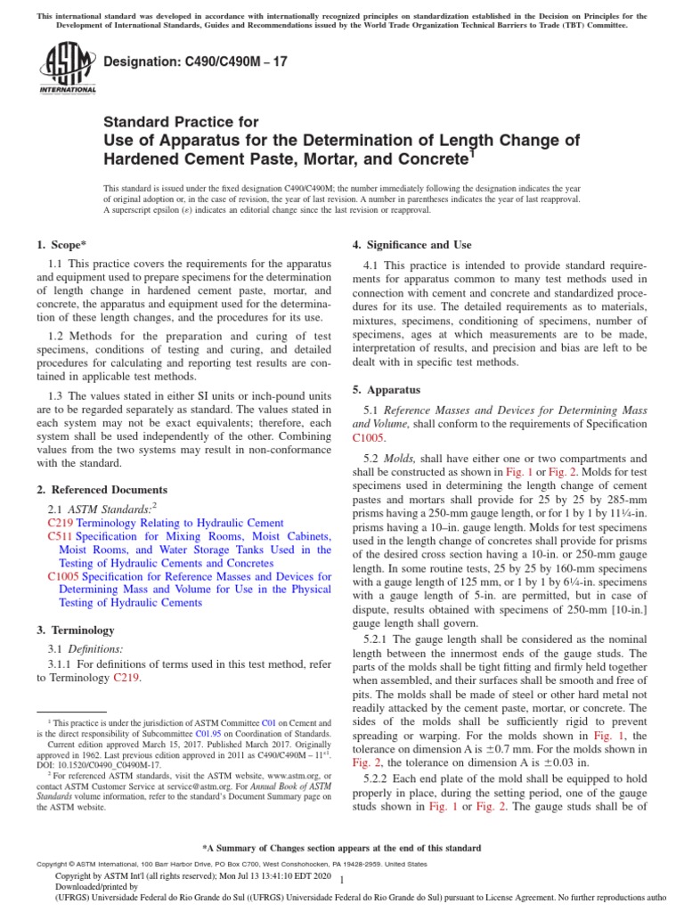 C490 Practice For Use of Apparatus For The Determination of | PDF ...