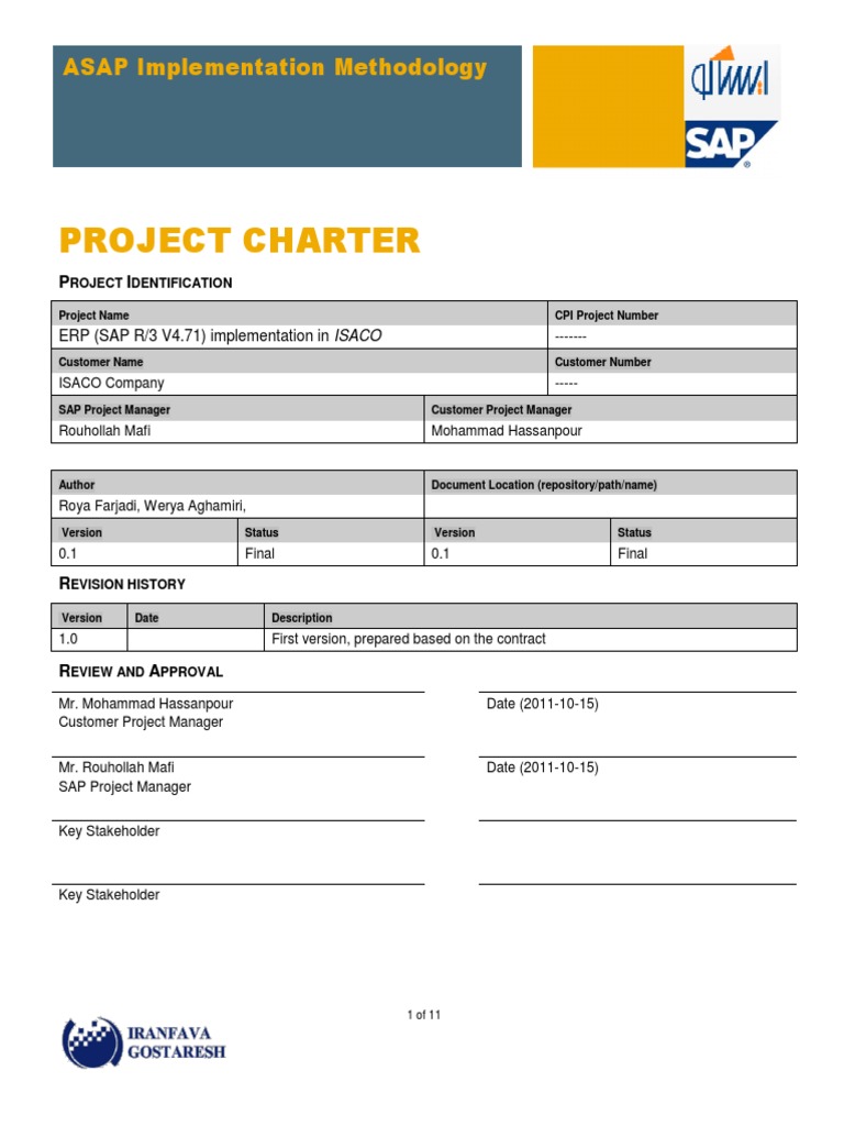 ERP Project Charter for ISACO Implementation | PDF | Inventory | Invoice