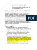 Cómo Hacer Un Análisis Crítico de Un Ensayo