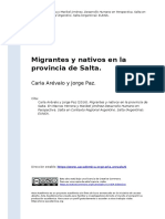 Carla Arevalo y Jorge Paz (2016) - Migrantes y Nativos en La Provincia de Salta