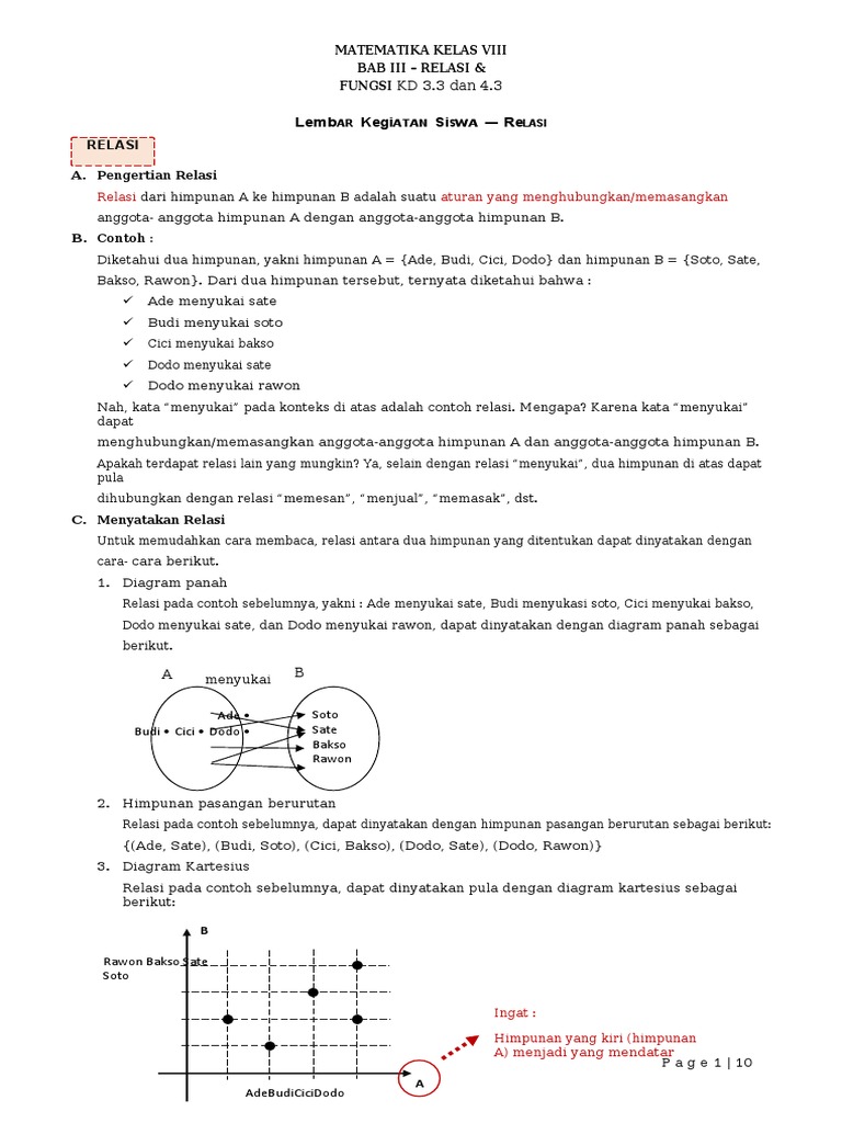 Modul Dan Latihan Soal Materi Relasi and | PDF