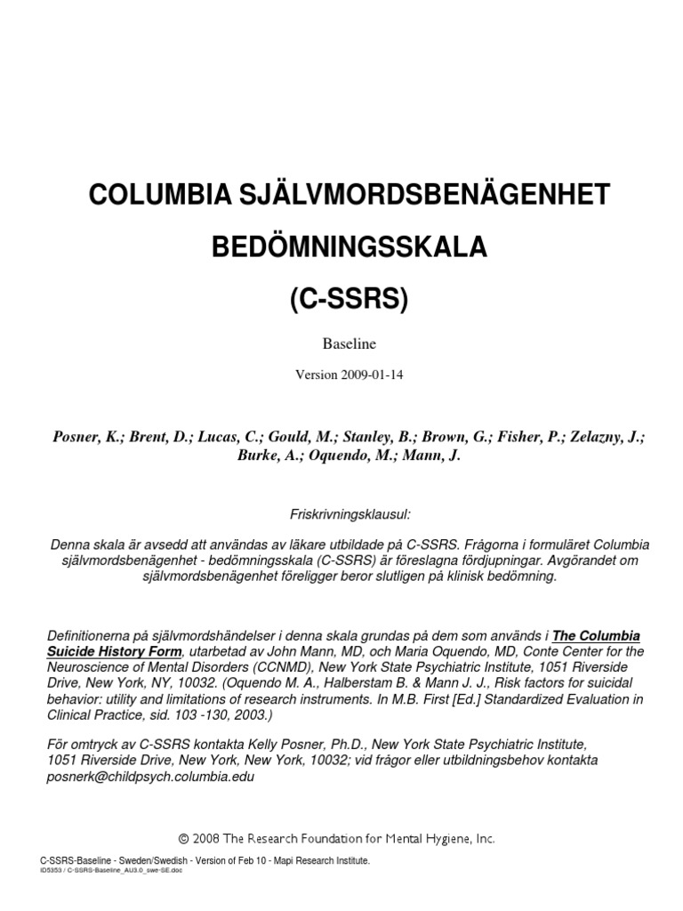 C SSRS Baseline - sv090114 | PDF
