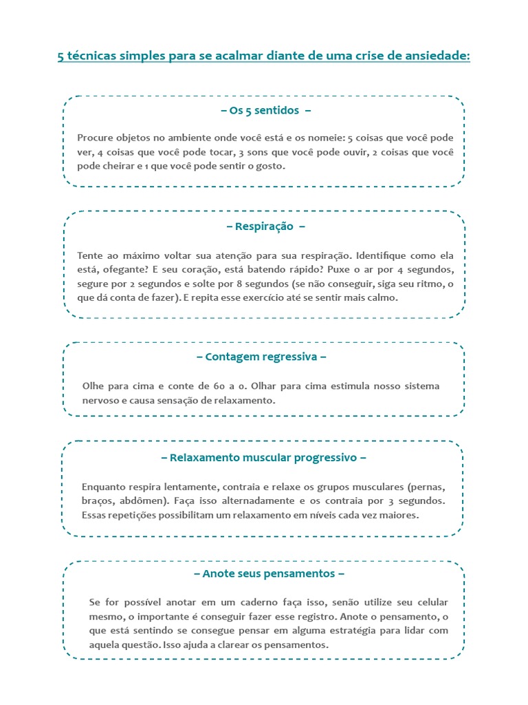 5 Técnicas para Acalmar a Ansiedade | PDF