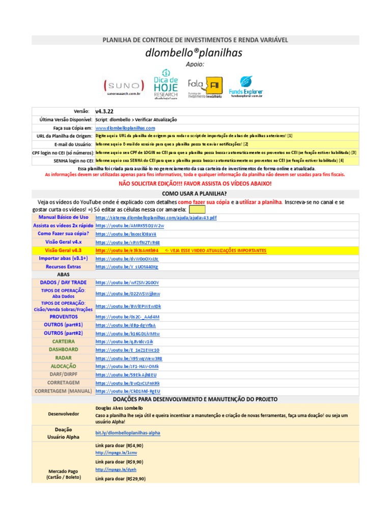 Planilha de Controle | PDF | Day Trading (mercado financeiro) | Planilha