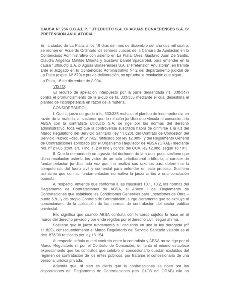 Disputa Legal: Utilducto vs. ABSA | PDF | Regulación | Juez