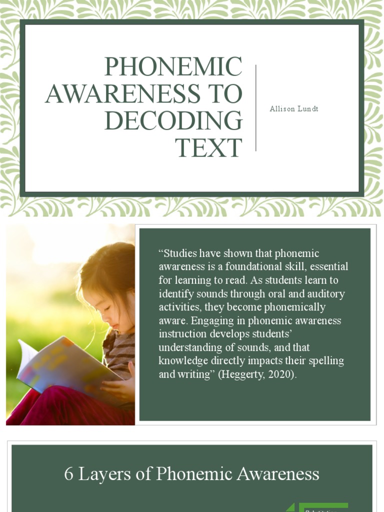 Phonemic Awareness To Decoding Text | PDF