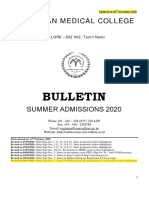 CMC Vellore Summer Admission Bulletin 2020 Revised 16 Nov 2020