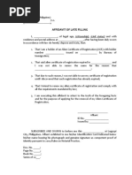 AFFIDAVIT of LATE FILING - Alien Certificate of Registration (Template)