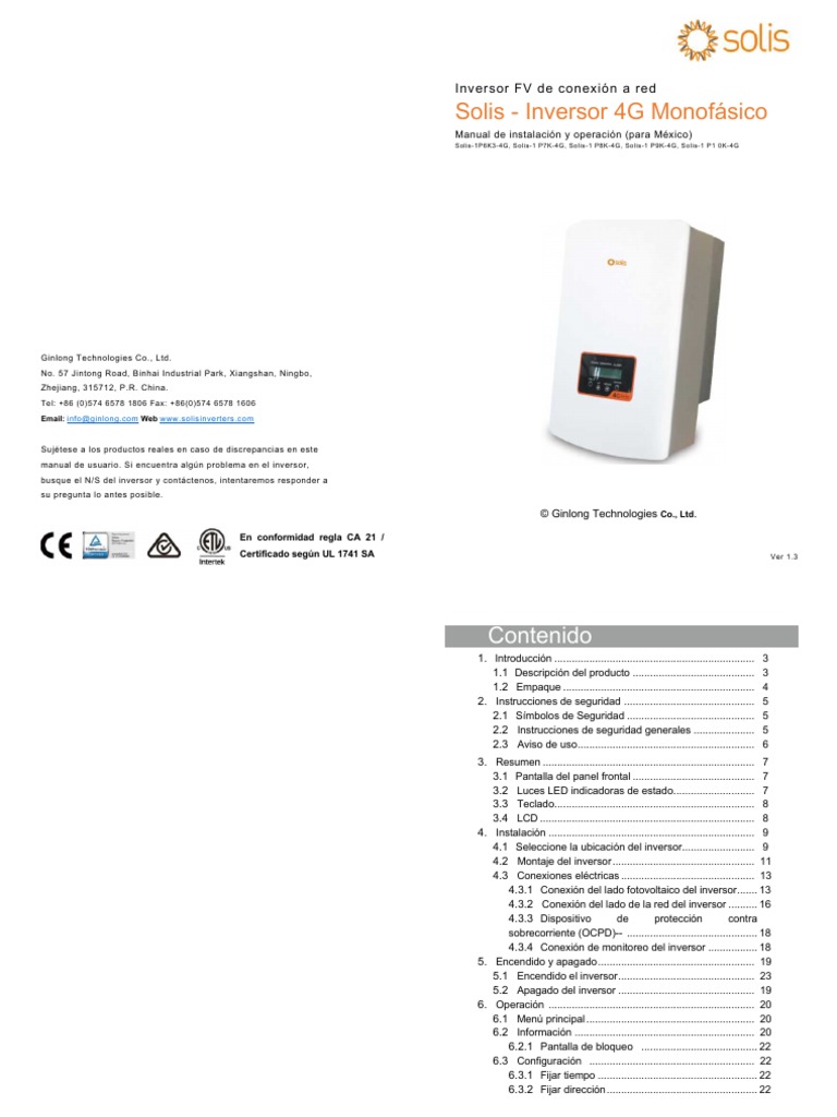 Solis Manual (6-10) K 4G MEX V1,3 | PDF | Ingenieria Eléctrica ...