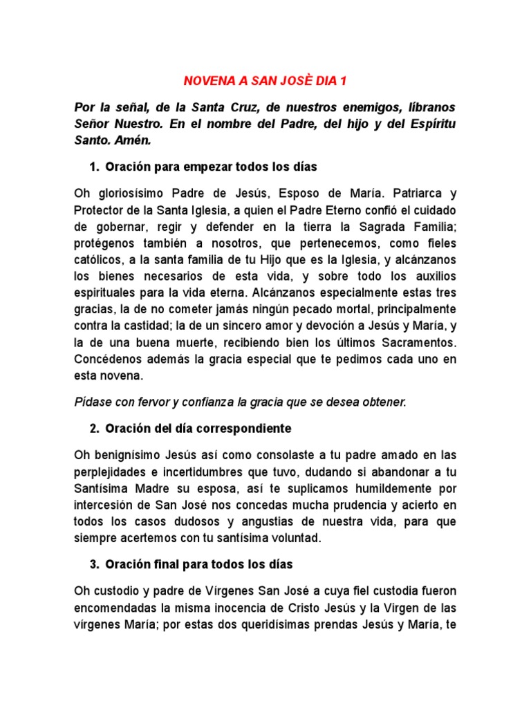 Novena a San José: Guía Completa | PDF | Oración | María, madre de Jesús