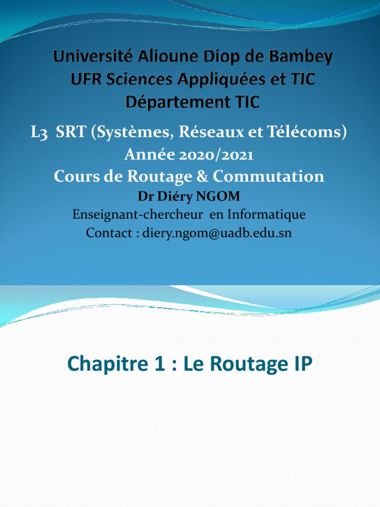 Cours de Routage IP et Commutation | PDF | Routage | Adresse IP