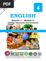 English - Grade 4 Quarter 1-Module 7: Analogy: Synonyms and Antonyms First Edition, 2020 Republic Act 8293, Section 176 States