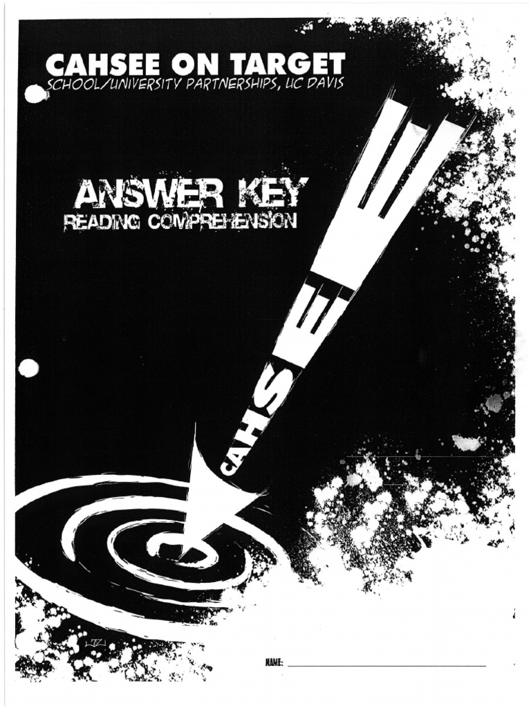CAHSEE On Target. Reading Comprehension. Student Workbook - Answer Key ...