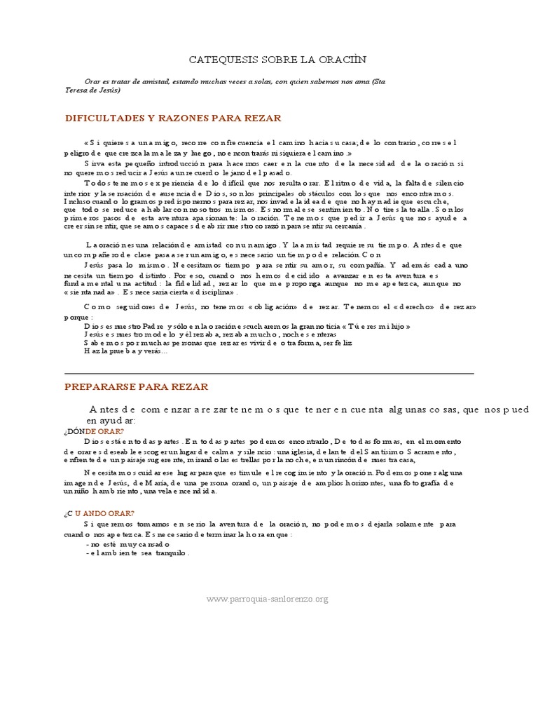 catequesis sobre la oracion
