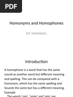 Homonyms and Homophones