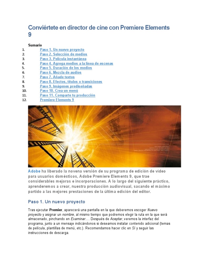 Tutorial de Adobe Premiere Elements 9 | PDF | Vídeo | Imagen