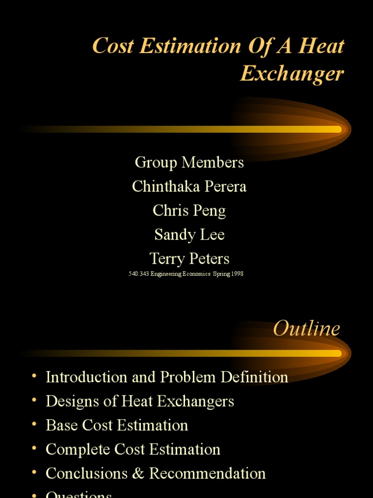Cost Estimation of A Heat Exchanger PDF Heat Exchanger Economics